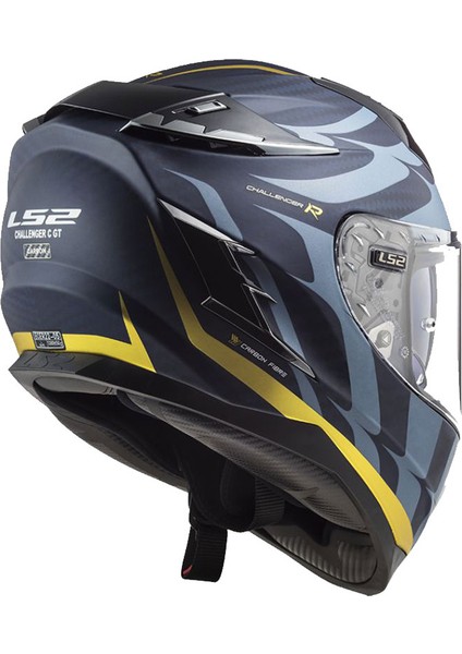 Challenger C Flames Siyah-Karbon-Sarı Kask