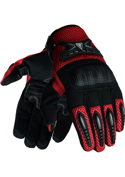 Charlee Yazlık Motosiklet Eldiveni Kırmızı Hava Alabilen Fileli Yapı ile Konforlu Kullanım