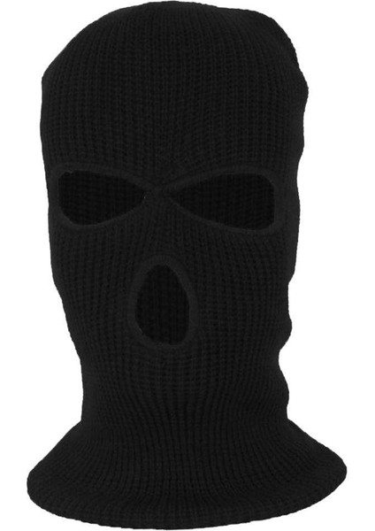 Yetişkin Kış Unisex 3 Delik Balaclava Sıcak Örgü Örme Tam Yüz Kayak Maskesi Beanie Siyah