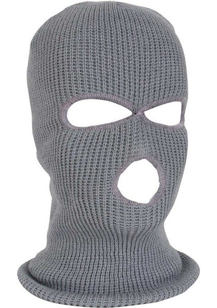 3-Hole Balaclava Örgü Örme Tam Yüz Kayak Kapak Maske Beanie Şapka Gri indirimleri