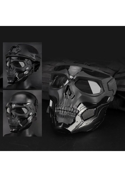 Taktik Kask Kafatası Tam Yüz Maskesi Cs Tahsil Hediye Siyah modelleri