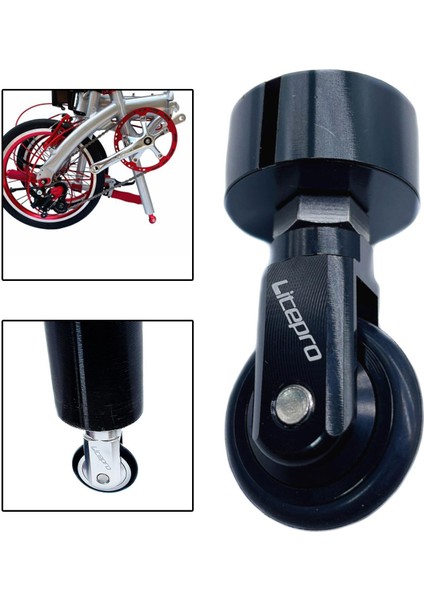 Katlanır Bisiklet Kolay Tekerlek 33.9mm Seatpost Eyer Tüp Dağı Rulo Caster Siyah
