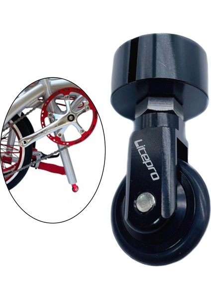 Katlanır Bisiklet Kolay Tekerlek 33.9mm Seatpost Eyer Tüp Dağı Rulo Caster Siyah