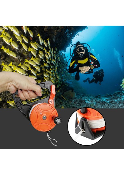 Plastik Tüplü Dalış Enkazı Mağarası Dalış Smb Reel 150FT Line Kayık Çapa Turuncu