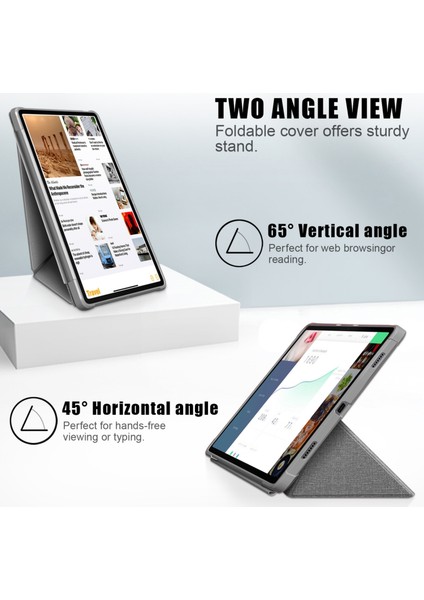 Lenovo Tab P11 TB-J606F Kumaş Dokusu Çoklu Katlanır Yatay Flip Pu Deri Darbeye Dayanıklı Kılıf Tutucu ve Uyku / Uyandırma Fonksiyonu