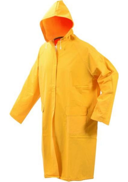 Pvc Polyester Balıkçı Kapşonlu Pardösü Yağmurluk Xxl 0,32 Mikron