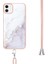 Apple iPhone 11 Için Iml Imd Mermer Desenli Kordonlu Galvanik Tpu Koruyucu Kılıfı - Beyaz (Yurt Dışından) 3