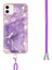 Apple iPhone 11 Için Iml Imd Mermer Desenli Kordonlu Galvanik Tpu Koruyucu Kılıfı - Mor (Yurt Dışından) 3