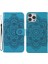 Apple iPhone 13 Pro Için Mandala Çiçek Desenli Standlı Kayışlı Deri Telefon Kılıfı - Mavi (Yurt Dışından) 1