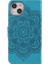 Apple iPhone 13 Pro Için Mandala Çiçek Desenli Standlı Kayışlı Deri Telefon Kılıfı - Mavi (Yurt Dışından) 3