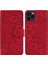Apple iPhone 13 Pro Için Çiçek Desenli Cüzdan Tasarımlı Standlı Deri Kılıf - Kırmızı (Yurt Dışından) 1