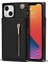 Apple iPhone 13 Mini Için Standlı Çizilmeye Dayanıklı Kart Yuvalı Omuz Askılı Fermuarlı Pu Deri Telefon Kılıfı - Siyah (Yurt Dışından) 1