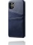 Apple iPhone 12 Pro Max Için Çift Kart Yuvalı Pu Deri Kaplamalı Pc Telefon Kılıfı - Koyu Mavi (Yurt Dışından) 5