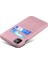 Apple iPhone 12 Pro Max Için Çift Kart Yuvalı Pu Deri Kaplamalı Pc Telefon Kılıfı - Gül Altın (Yurt Dışından) 4
