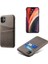 Apple iPhone 12 Pro Max Için Çift Kart Yuvalı Pu Deri Kaplamalı Pc Telefon Kılıfı - Gri (Yurt Dışından) 1