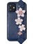 Apple iPhone 12 Mini Için Kalp ve Çiçek Desenli Kayışlı Swarovski Yapay Elmas Deri Telefon Kılıfı - Mavi (Yurt Dışından) 1