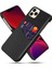 Apple iPhone 12 Pro Için Kartlıklı Kumaş + Pu Deri Kaplamalı Pc Kılıf - Siyah (Yurt Dışından) 1