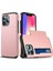Apple iPhone 13 6.1 Inç Uyumlu Kart Tutuculu Pc + Tpu Hibrit Telefon Kılıfı - Pembe Altın (Yurt Dışından) 1
