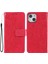 Apple iPhone 13 Mini Için Mandala Çiçek Baskılı Kayışlı Manyetik Pu Deri Cüzdan Kılıf - Kırmızı (Yurt Dışından) 1