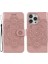 Apple iPhone 13 Pro Için Mandala Çiçek Desenli Standlı Kayışlı Deri Telefon Kılıfı - Gül Altın (Yurt Dışından) 1