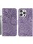 Apple iPhone 13 Pro Için Dantel Çiçek Desenli Pu Deri + Tpu Standlı Kayışlı Telefon Kılıfı - Mor (Yurt Dışından) 1