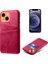 Apple iPhone 13 Mini Için Pu Deri + Pc Çift Kart Yuvalı Telefon Kılıfı - Pembe (Yurt Dışından) 1