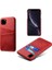 Apple iPhone 11 Için Çift Kart Yuvalı Pu Deri Kaplamalı Sert Pc Telefon Kılıfı - Kırmızı (Yurt Dışından) 1