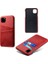 Apple iPhone 11 Için Çift Kart Yuvalı Pu Deri Kaplamalı Sert Pc Telefon Kılıfı - Kırmızı (Yurt Dışından) 2
