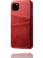Apple iPhone 11 Için Çift Kart Yuvalı Pu Deri Kaplamalı Sert Pc Telefon Kılıfı - Kırmızı (Yurt Dışından) 5