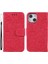 Apple iPhone 13 Mini Için Dantel Çiçek Baskılı Kayışlı Manyetik Standlı Pu Deri + Tpu Telefon Kılıfı - Kırmızı (Yurt Dışından) 1