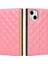 Apple iPhone 13 Mini 5.4 Inç Uyumlu Izgara Desenli Aynalı Pu Deri Telefon Kılıfı - Pembe (Yurt Dışından) 4