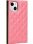 Apple iPhone 13 Mini 5.4 Inç Uyumlu Izgara Desenli Aynalı Pu Deri Telefon Kılıfı - Pembe (Yurt Dışından) 5