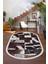 DR01 Kahve Saçaklı Dijital Oval Halı Kaymaz Yıkanabilir Iskandinav Yolluk 100X50 1