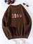 Kadın Kahverengi Oversize Coffee Baskılı Sweatshirt 1