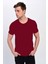 Erkek Basic Likralı V-Yaka T-Shirt - T-339 - Bordo - Xxl 1