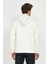 Erkek Polo Nakışlı Kapüşonlu 3 Iplik Sweatshirt Ekru 4