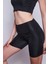 Kadın Yüksek Bel Toparlayıcı Kısa Biker Diz Üstü Şort Tayt-Siyah 5