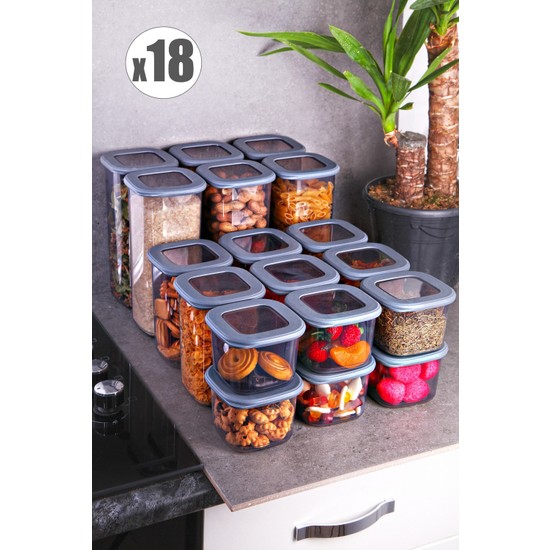 Kitchen Life 18'li Saklama Kabı Seti Süper Set (1750ML - 1200ML - 550ML)