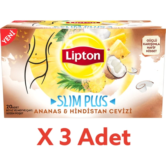 Lipton Slim Plus Ananas ve Hindistan Cevizi Çayı 20LI x 3 Adet