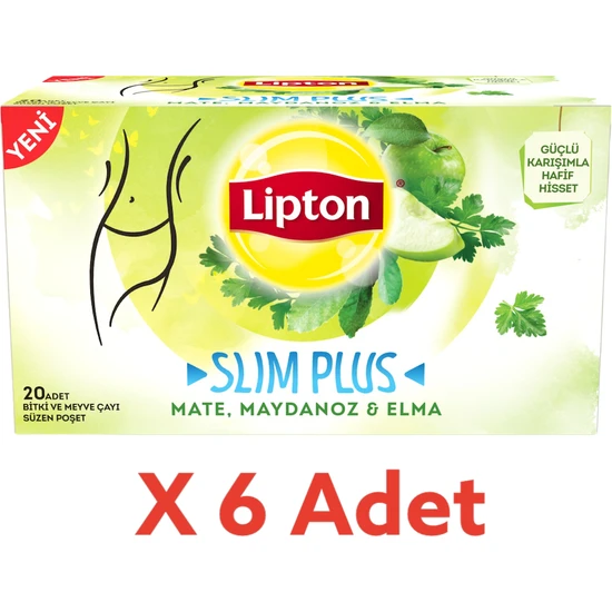 Lipton Slim Plus Mate Maydanoz ve Elma Çayı 20LI x 6 Adet