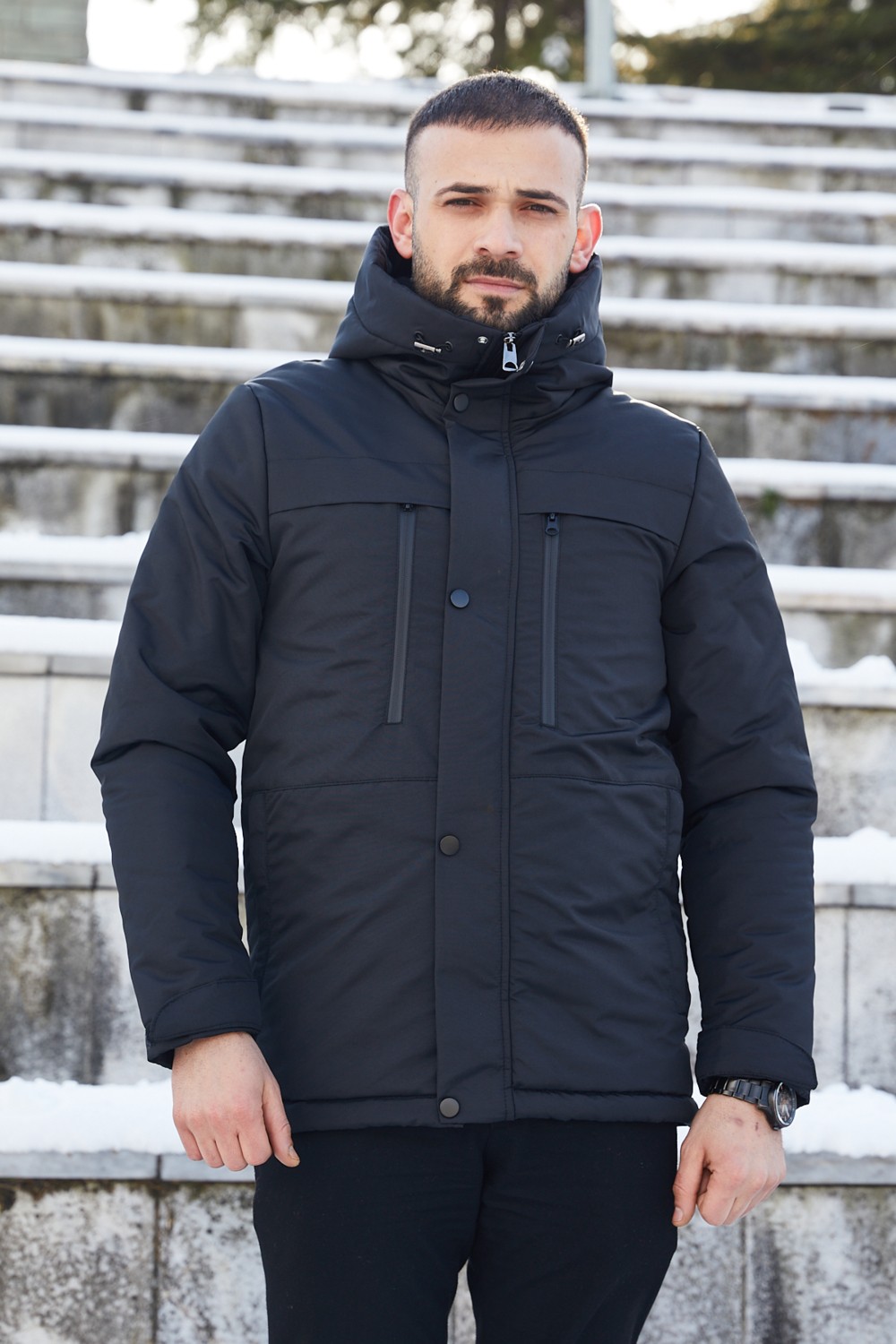 Freemen Erkek Kapüşonlu, Polar Astarlı, Kışlık Mont & Kaban & Parka görsel 8