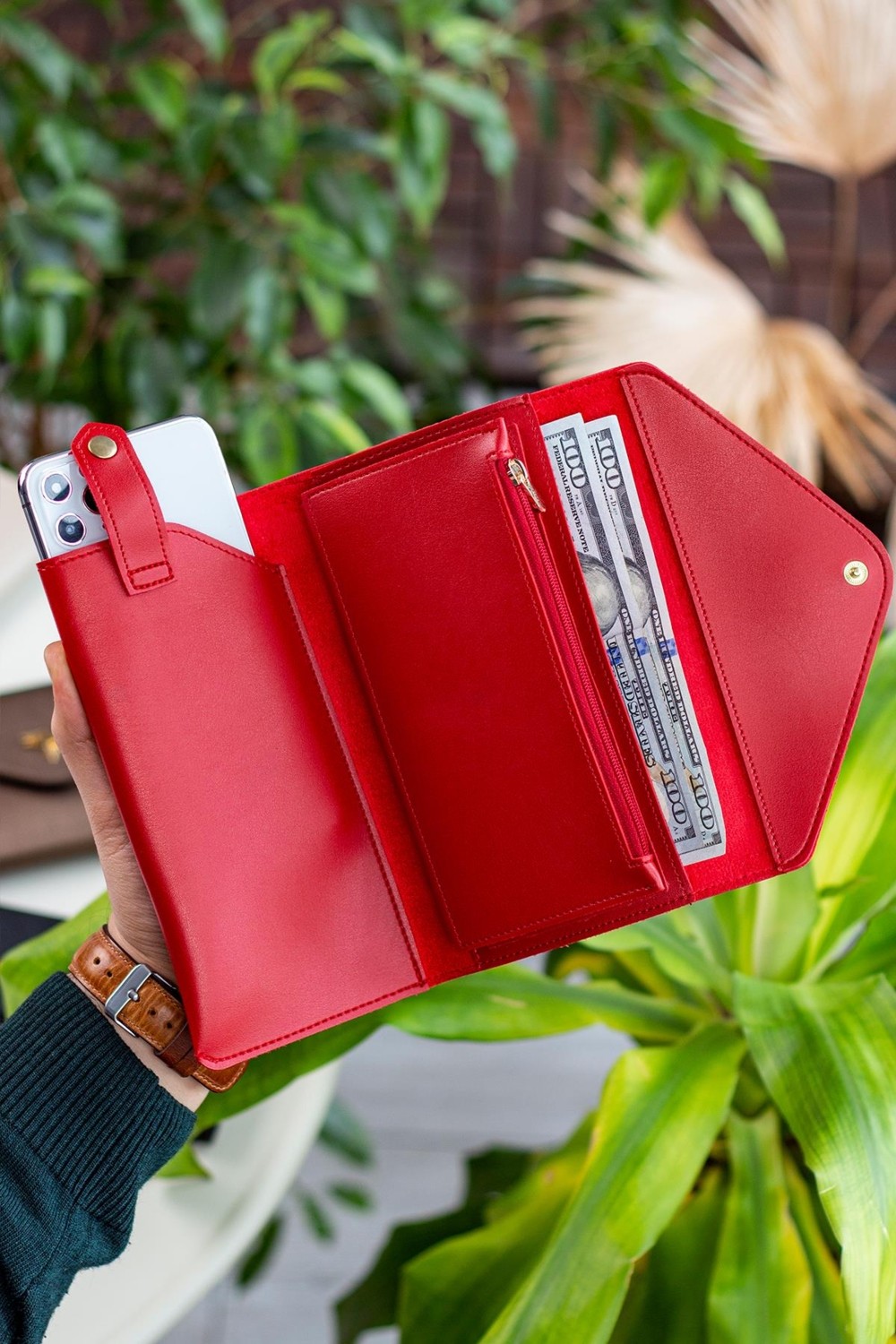 Garbalia Envelope Telefon ve Bozuk Para Bölmeli Zarf Model Kadın Cüzdan görsel 6