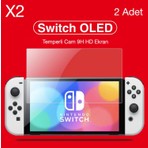 Gd 34 Nintendo Switch OLED Temperli Cam Ekran Koruyucu 2 Adet 9H Kılıf ile Yüksek Koruma