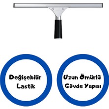 Ayla Stand Metal Cam Çekpas Çek Çek 45 Cm+Mikrofiber Peluş+Teleskobik Uzatmalı Sap 3 mt Cam Temizlik Seti 45  cmCam Temizleyici Set