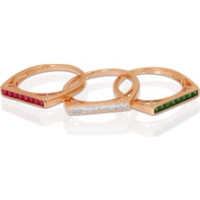 Apelda Üçlü Golders Yüzük Seti