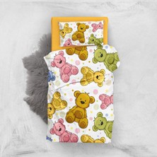 Monohome Colorful Teddy Bear 3D Pamuk Saten Bebek Nevresim Takımı