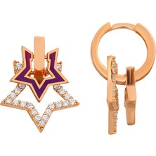 Apelda Mor Taşlı Yıldız Küpe