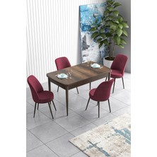 Canisa Concept Han Serisi 70 x 114 cm Açılabilir Mdf Mutfak Masa Takımı Barok Ahşap Desen Masa ve 4 Sandalye