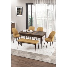 Canisa Concept Zen Serisi Bench'li Mdf Açılabilir 80 x 132 cm 1.sınıf Mutfak Masası Takımı - Barok Ahşap Desen
