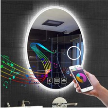 50 x 70 cm Bluetoothlu Makyaj Aynalı Buğu Yapmayan Ledli Elips Banyo Aynası